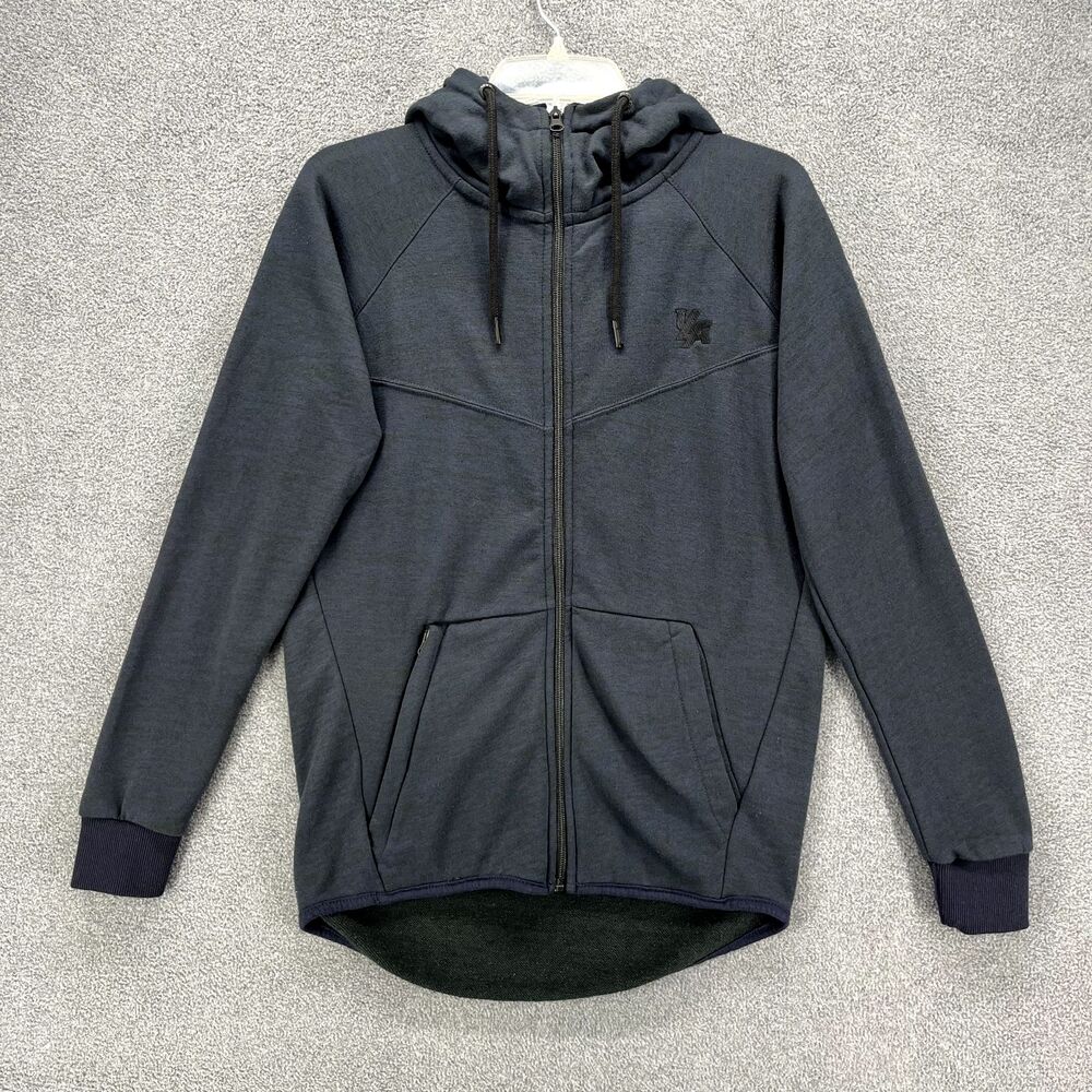 YOUNGLA Hoodie Mens XS Blue Green Lightweight Full Zip Workout Gym Trendy Modern